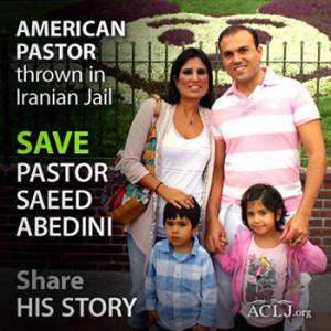 Den iransk-fødte amerikanske statsborger, pastor Saeed Abedini, er nu frigivet efter tre års fangenskab i Iran. Mange kristne og politikere verden over har kæmpet for hans frigivelse med kampagnen ”Save Saeed”, forbønsaktioner og appel til bl.a. Barack Obama. Plakaten er udgivet af American Center for Law and Justice.