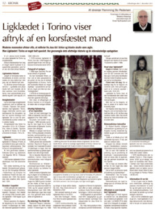Udfordringen bragte et opslag om ligklædet i juleavisen uge 49 / 2015. En af artiklerne var skrevet af Flemming Bo Pedersen.